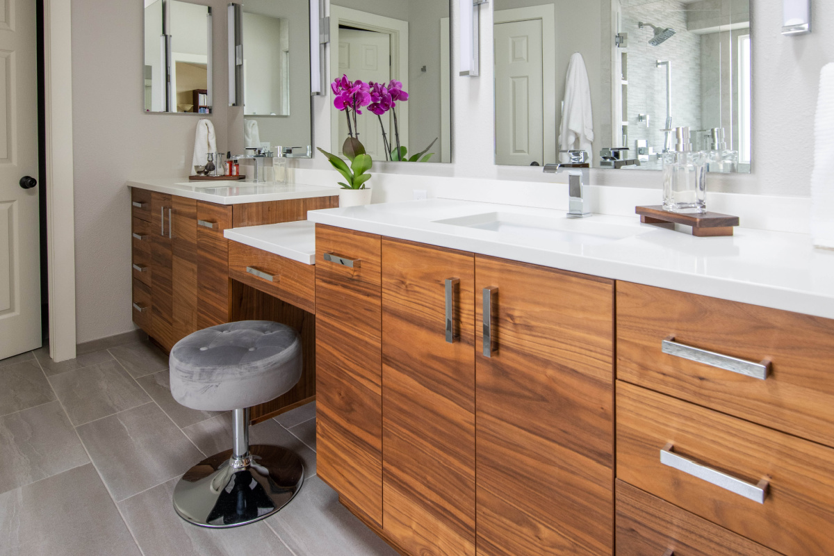 Walnut Natural bathroom vanity cabinets