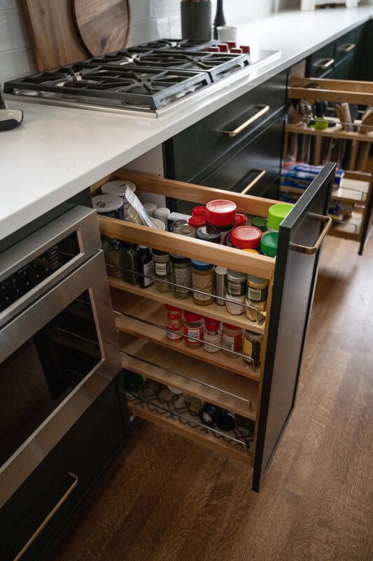 Pullout kitchen organization cabinet