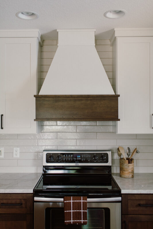 painted range hood over a stove