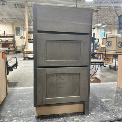 3 drawer base stained with Flagstone finish.