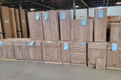 Stained cabinets in warehouse