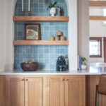 Small painted kitchen with stained accent cabinets