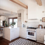 Small painted kitchen with white oven