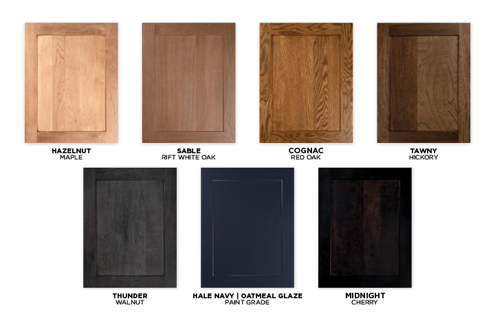 Isla door images in different woods and finishes