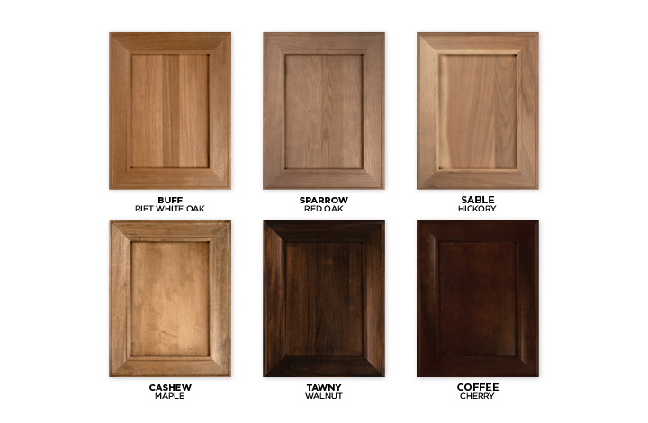 Quinn door images in different woods and finishes