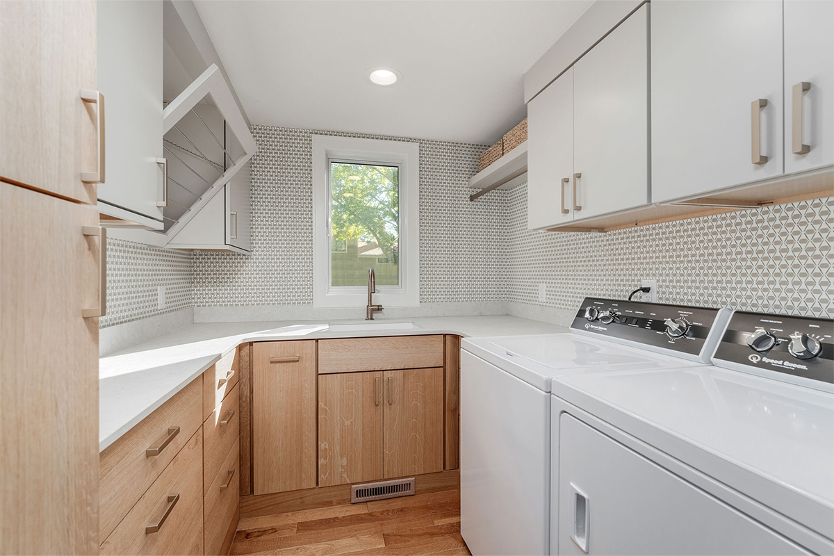 Stained and painted kitchen cabinets