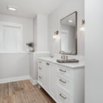 White painted bathroom vanity