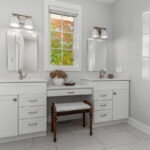 White painted bathroom vanity