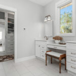 White painted bathroom vanity