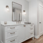 White painted bathroom vanity