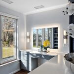 Painted vanity in a walk-in closet