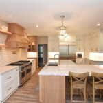 Stained and painted kitchen cabinets