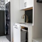 White painted laundry room cabinets