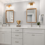 White painted bathroom vanity