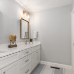 White painted bathroom vanity