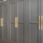 Painted tall cabinets with bar island