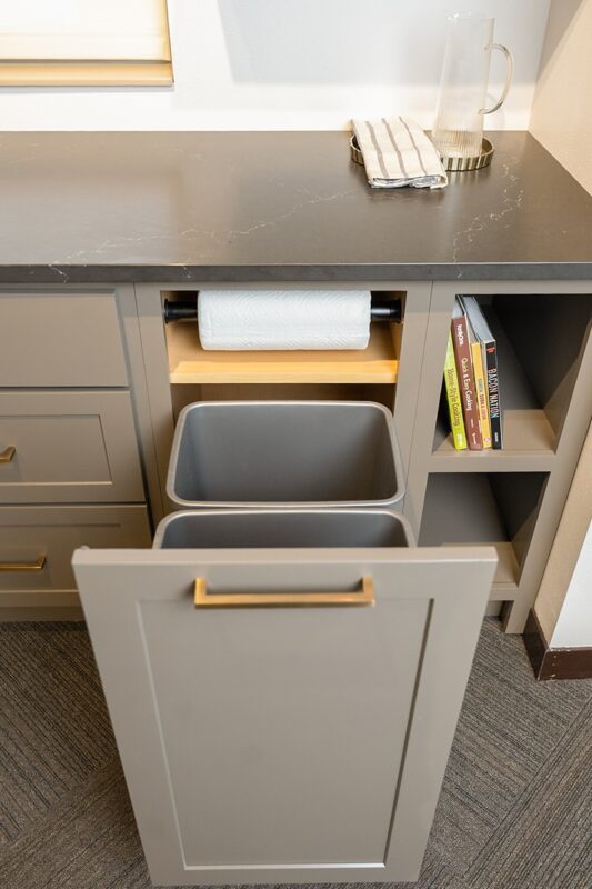 Waste basket base cabinet