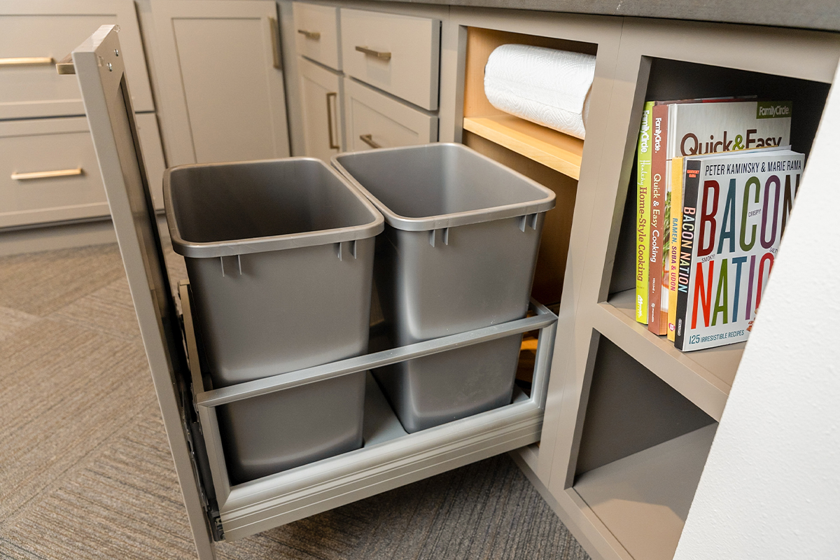 Waste basket base cabinet