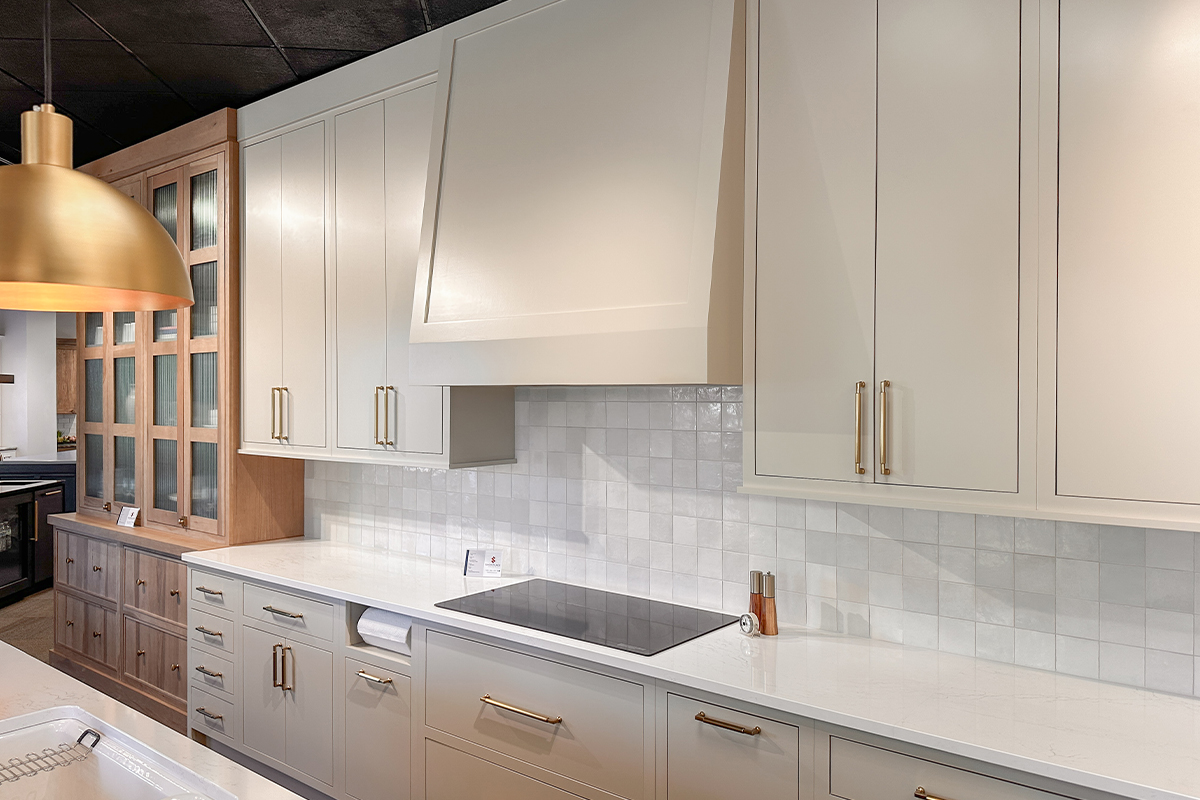Sable stained and Light Mocha painted kitchen showroom display