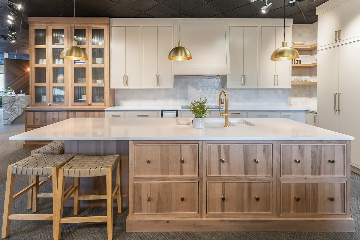 Sable stained and Light Mocha painted kitchen showroom display