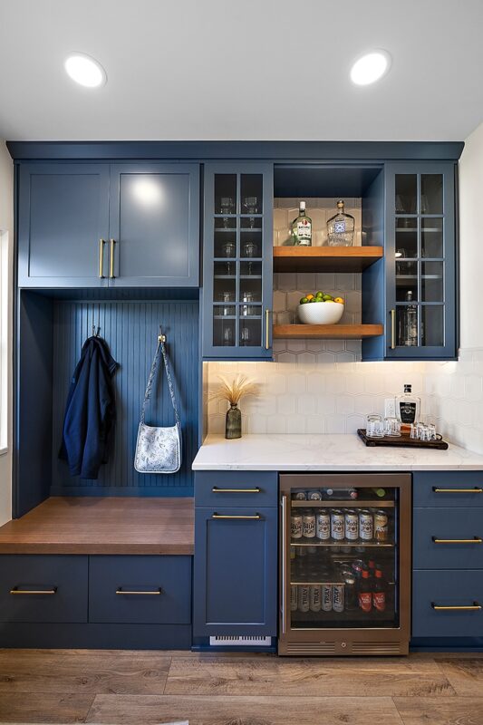 Painted locker bench and bar