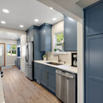 Painted blue kitchen cabinets