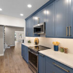Painted blue kitchen cabinets