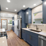 Painted blue kitchen cabinets