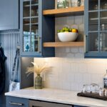 Painted blue kitchen cabinets