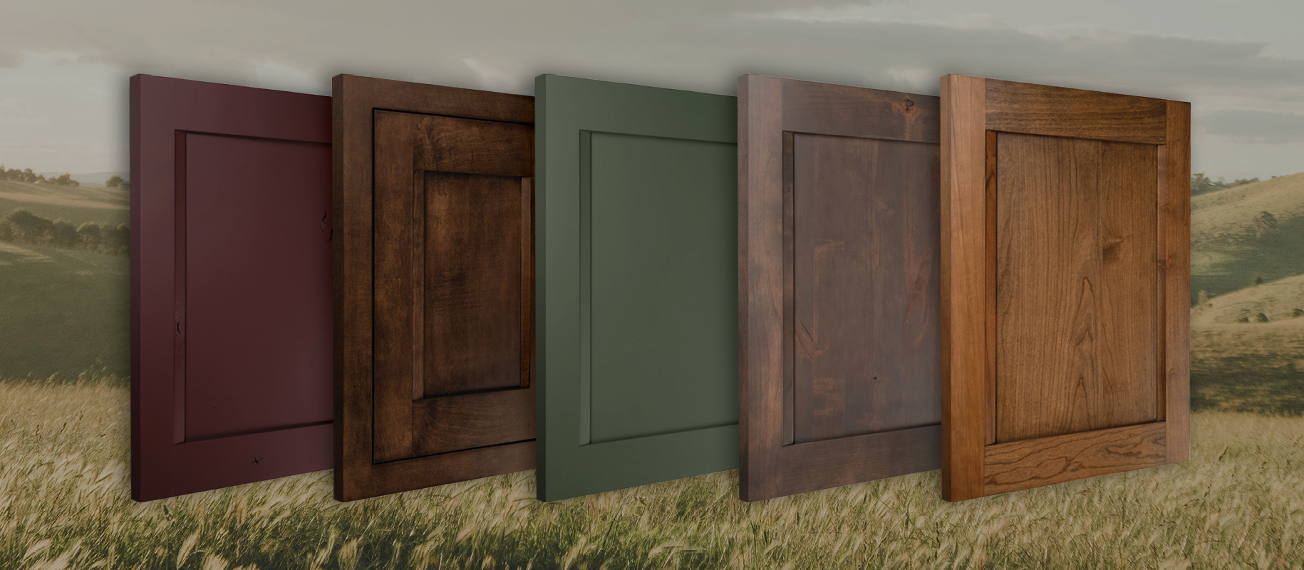 Wren door shown in various colors and stains