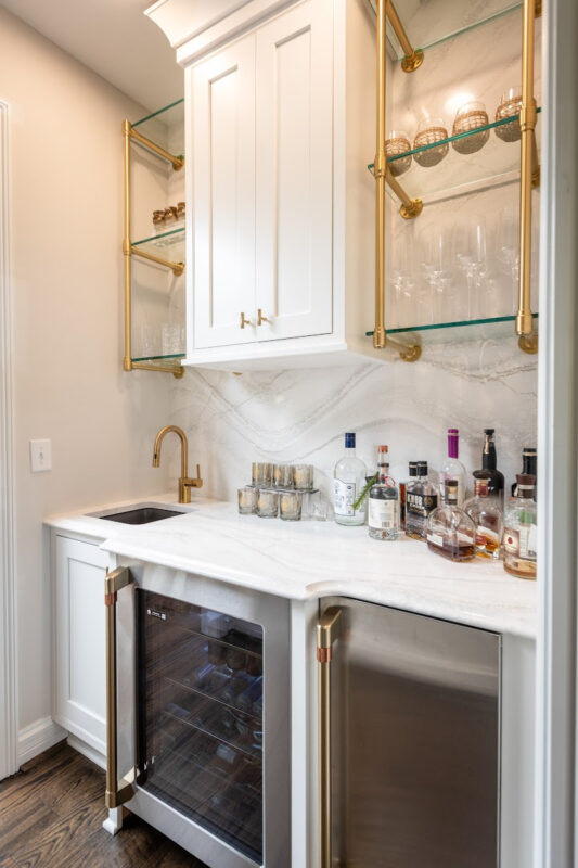White painted bar cabinets