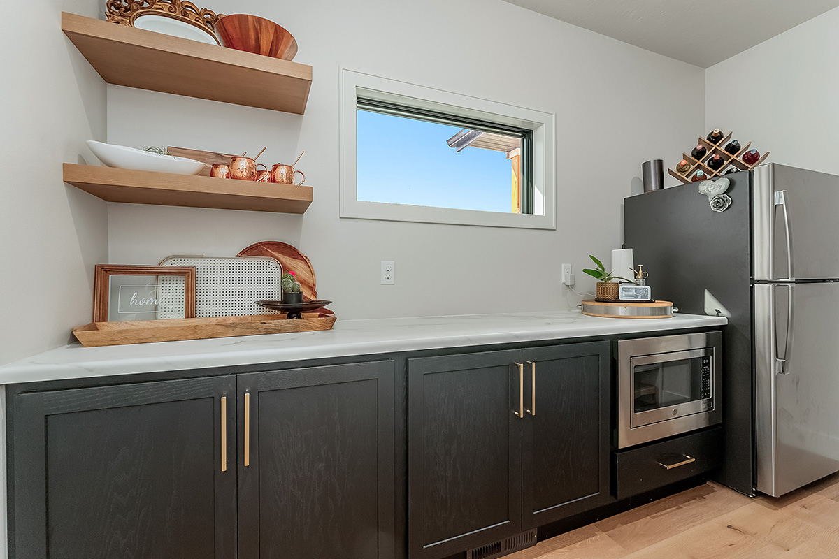 Pantry cabinets with floating shelves