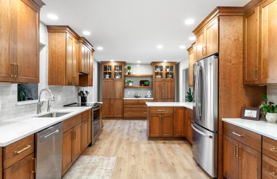 Stained kitchen cabinets