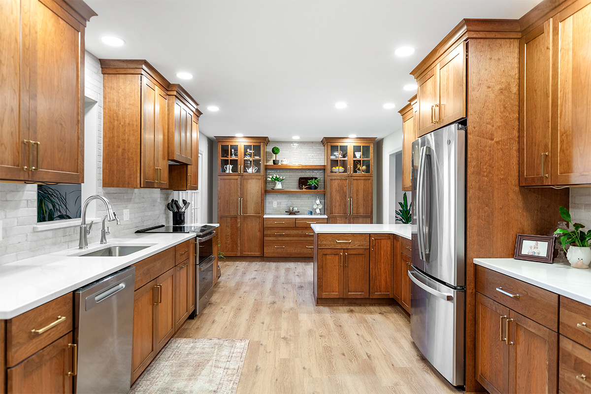 Stained kitchen cabinets