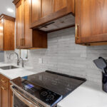 Stove with wood hood above