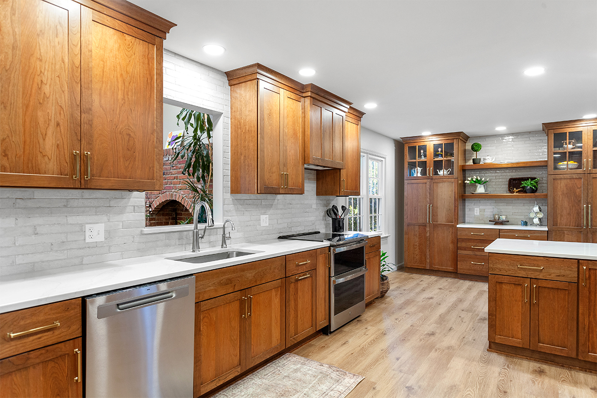Stained kitchen cabinets
