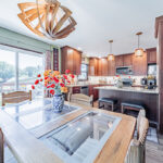 Cherry stained kitchen cabinets