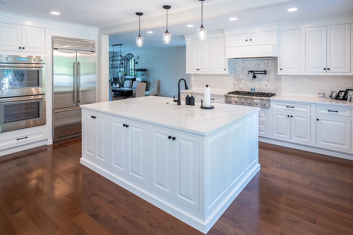 White painted kitchen cabinets