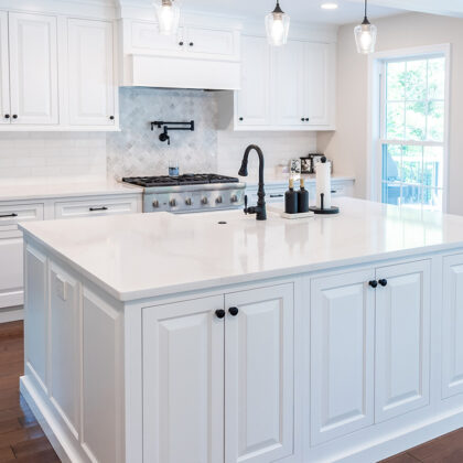White painted kitchen cabinets