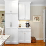 White-painted kitchen bar cabinets
