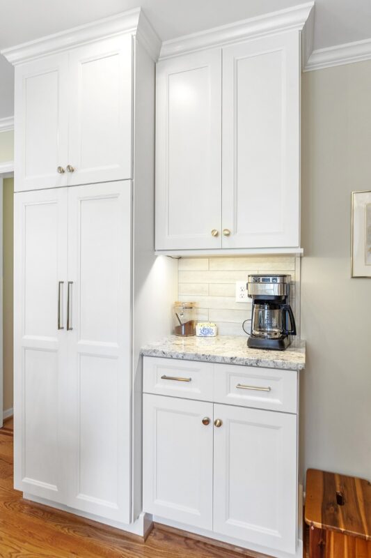 White-painted kitchen cabinets