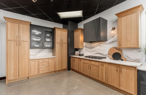 Stained and painted kitchen display