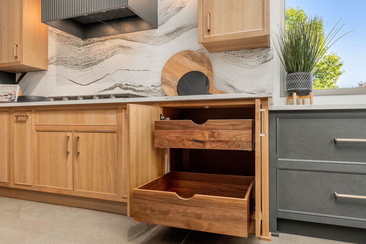 Stained and painted kitchen display