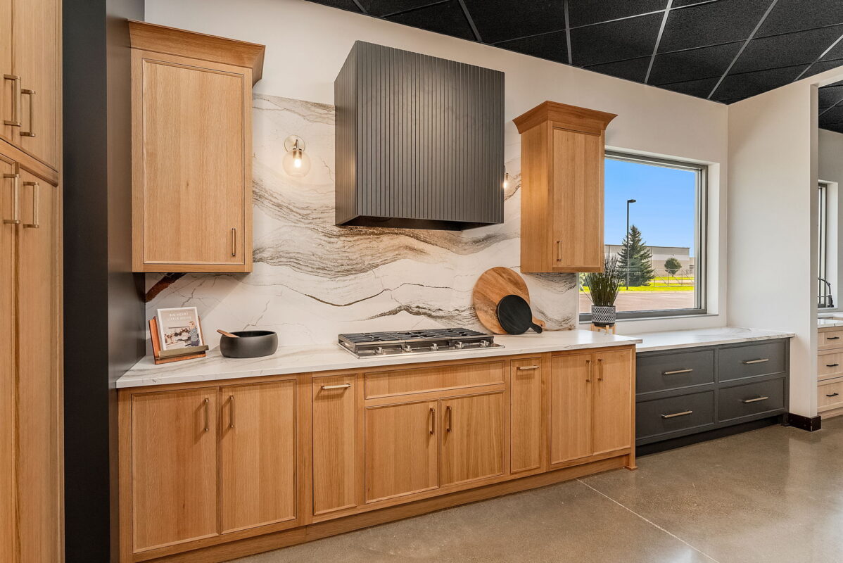 Stained and painted kitchen display