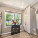 Light stained kitchen cabinets.