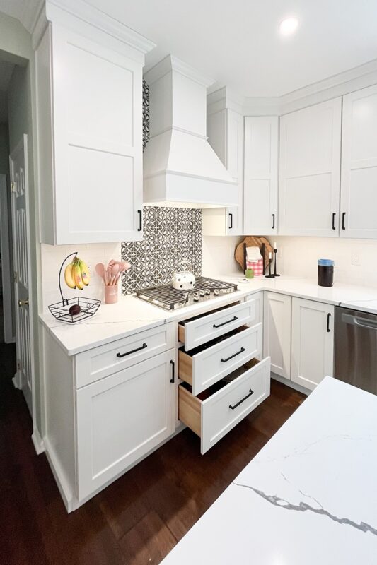 White painted kitchen cabinets