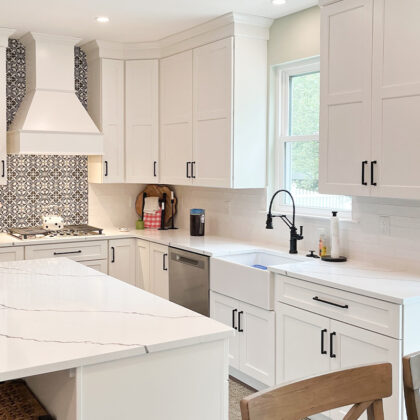 White painted kitchen cabinets