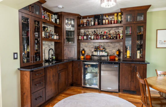 Dark stained whiskey bar