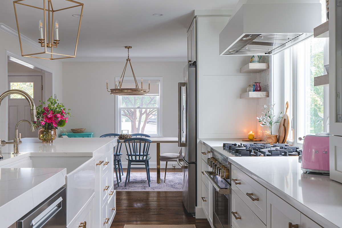 White kitchen and island