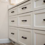 White painted bathroom vanity cabinets
